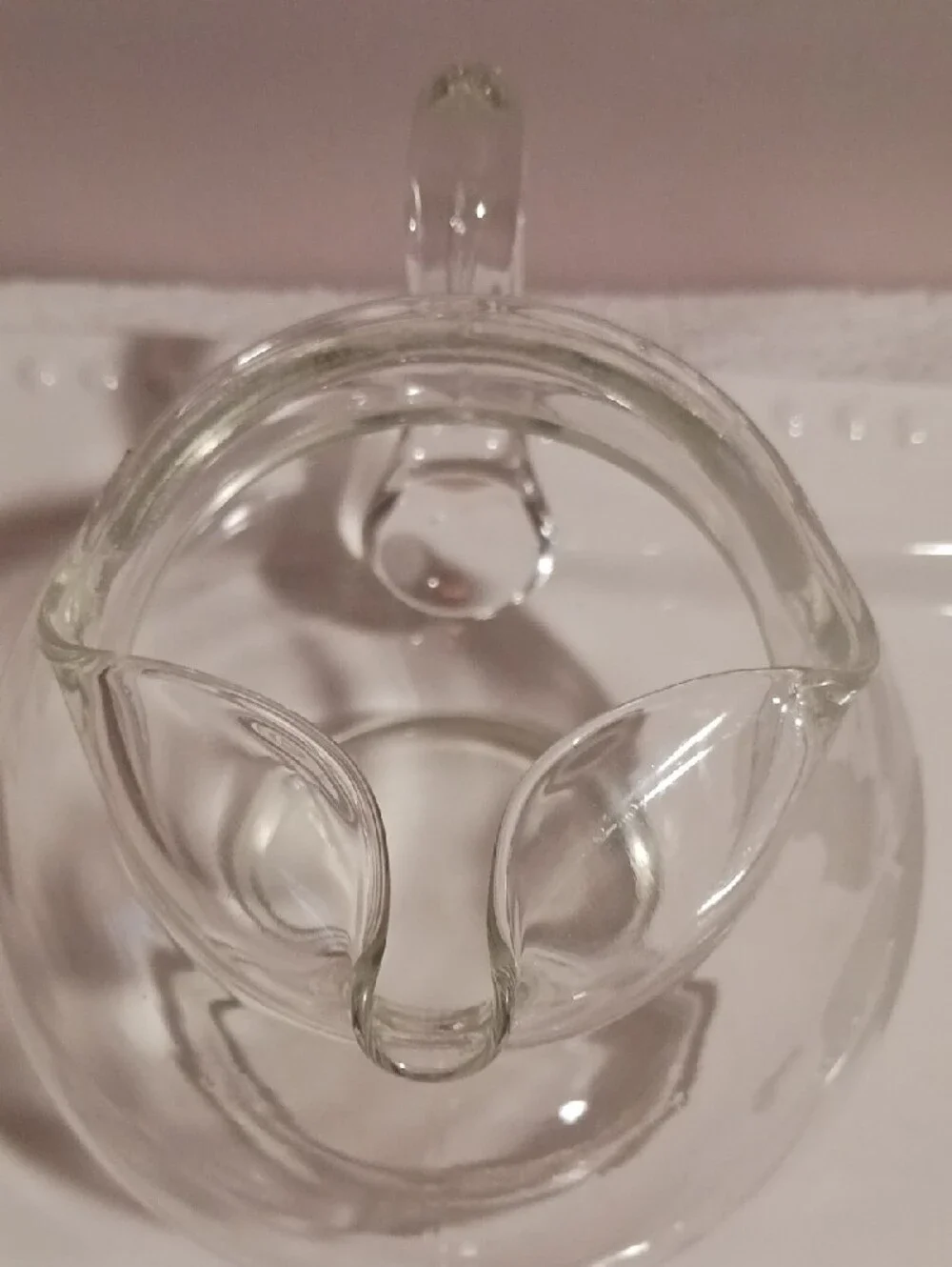 Elegant!⚜️ Etched Glass Mini Pitcher with Fruit & Leaf Motif